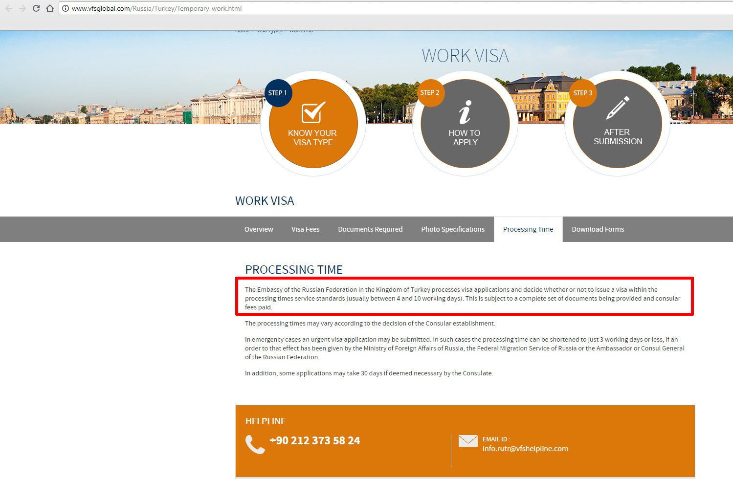 Vfsglobal com. Russian work visa.