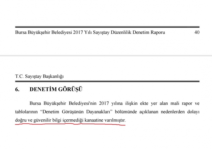 sayıştay ın bursa bşb denetim raporu ifadesi