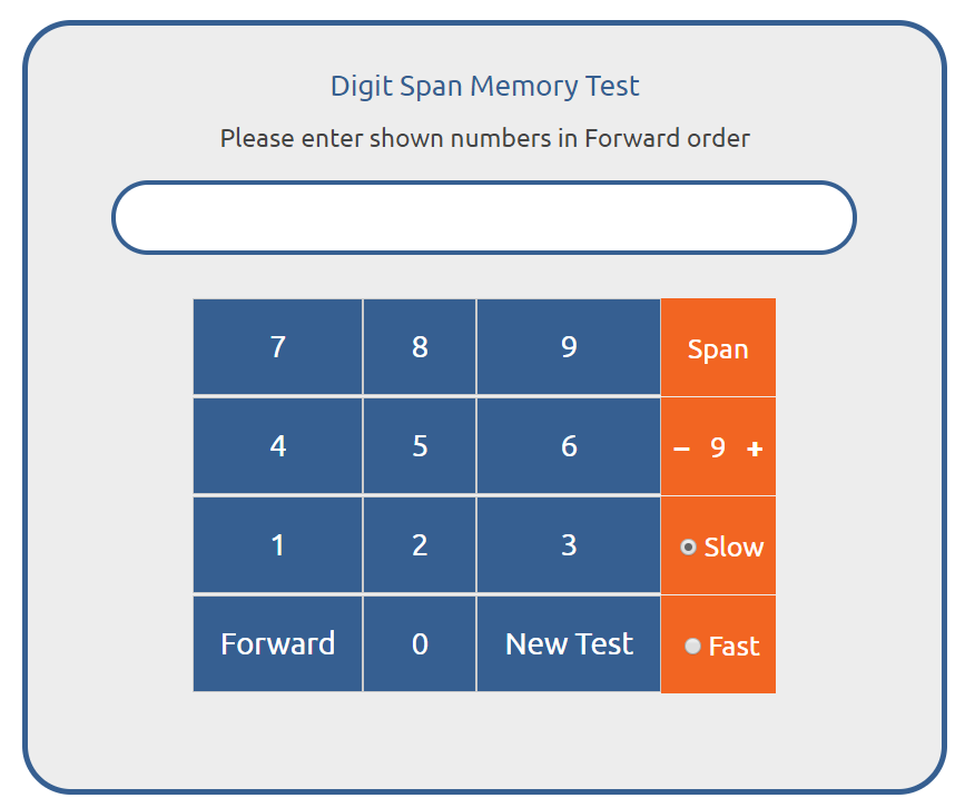 Digit span. Digit span Test на русском. Memory Test. Digit перевод.