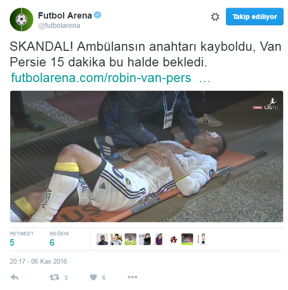 van persie nin 15 dakika yerde sedyede beklemesi uludağ sözlük