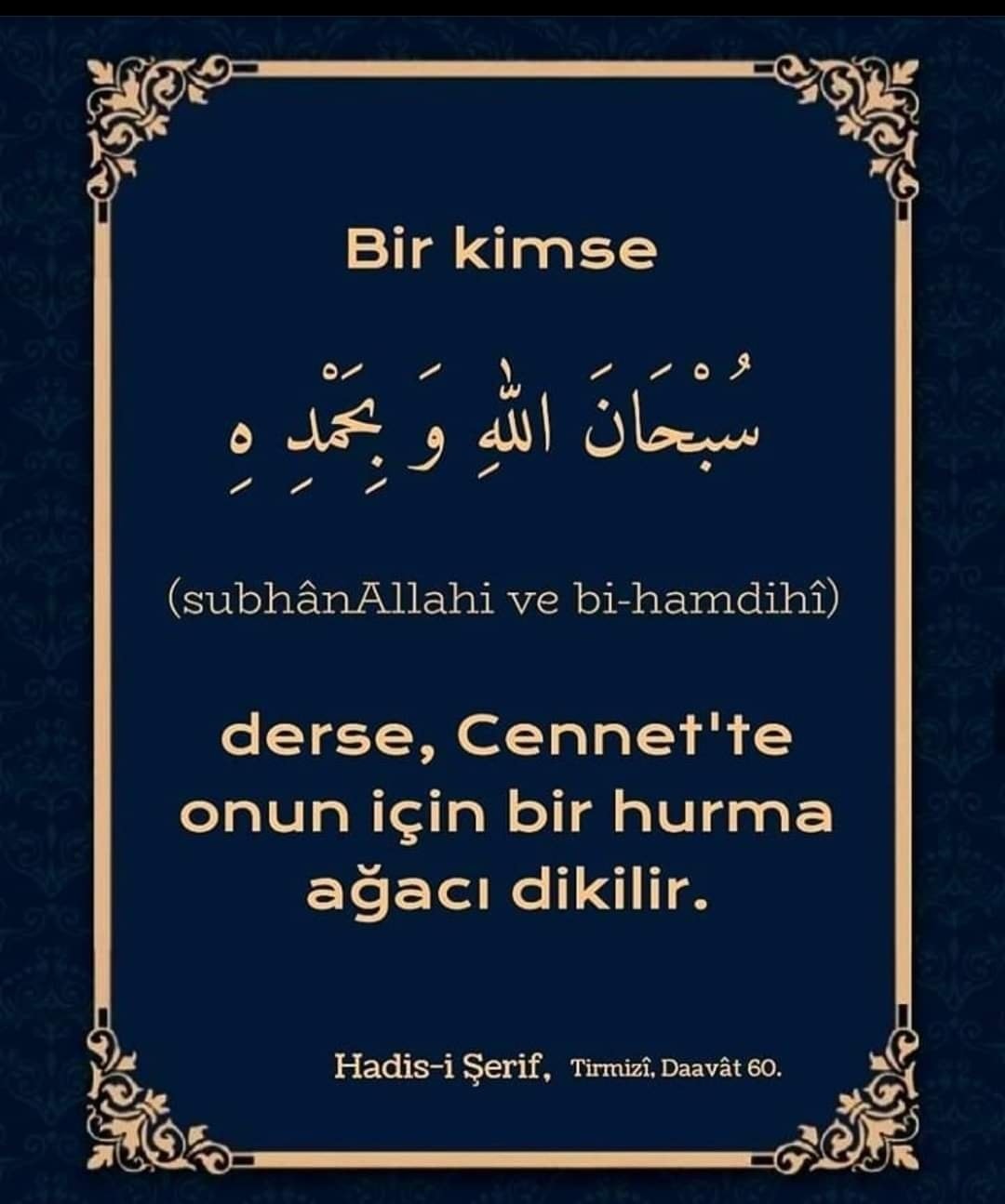 Sübhânallahi ve bihamdihi 100 kere