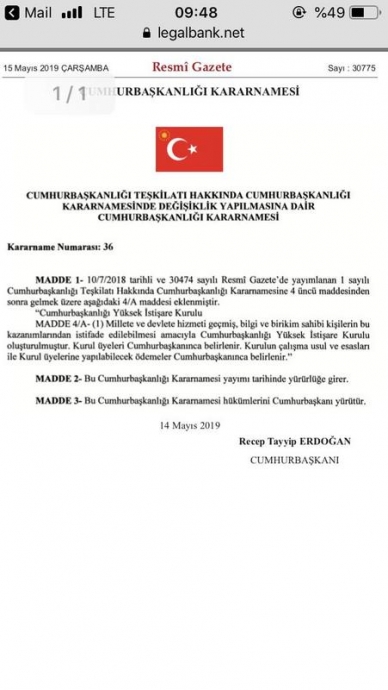 cumhurbaşkanlığı yüksek istişare kurulu