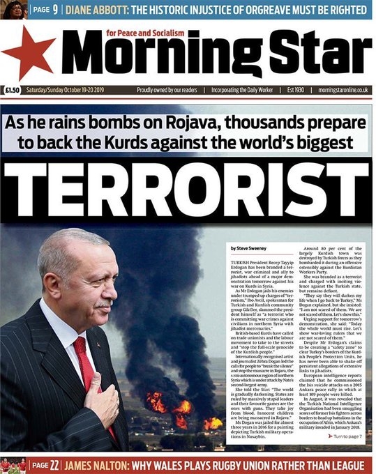 morning star gazetesinin terörist erdoğan manşeti