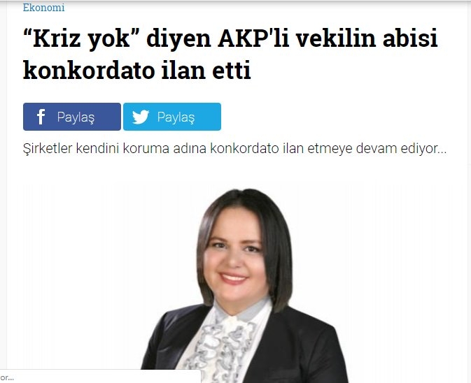 kriz yok diyen vekil abisinin konkordato ilanı