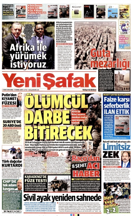 2 mart 2018 yandaş gazete manşetleri