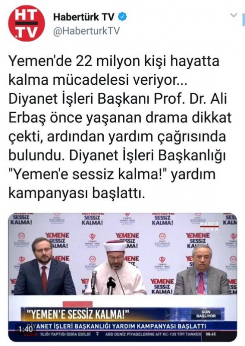 rte nin yemen için yardım çağrısı