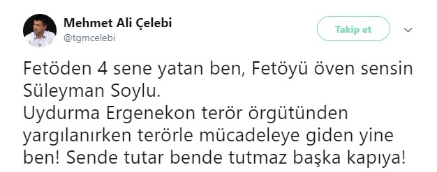 mehmet ali çelebi ye fetöcü demek