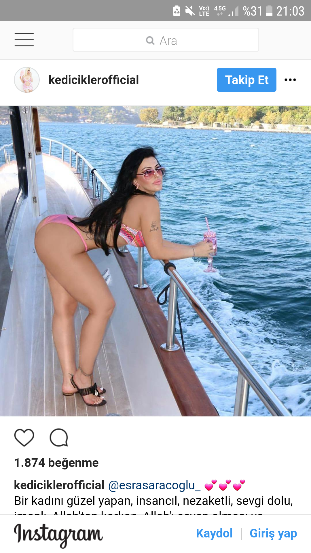 kedicik esra saraçoğlu nun yatta duruşu.